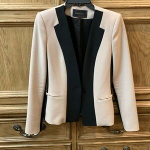 BCBG MaxAzria Blush and Black Single Button Blazer